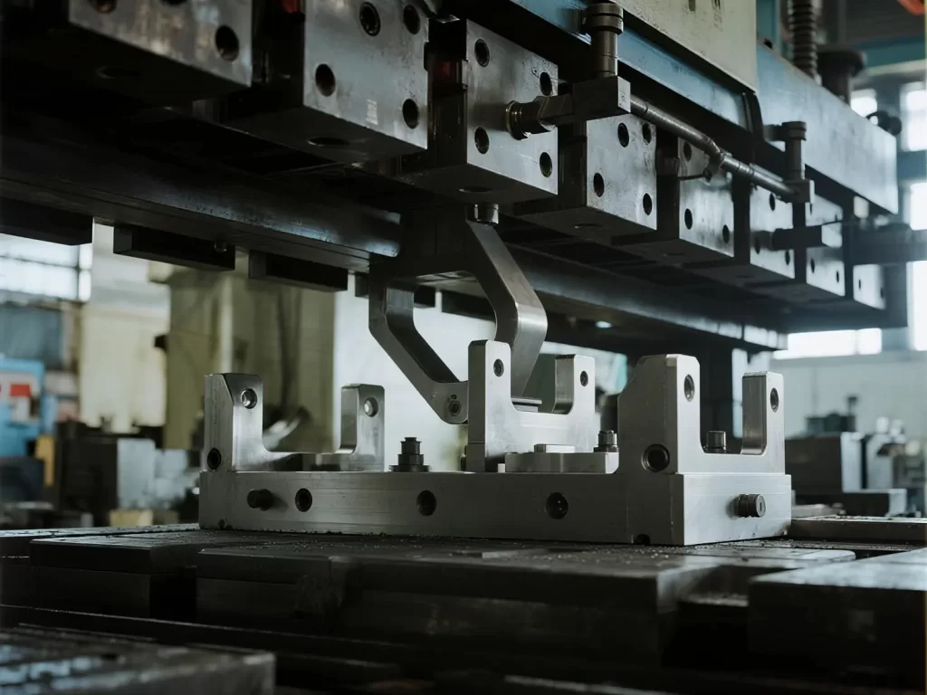 Complex flange and tab bending for enclosure brackets