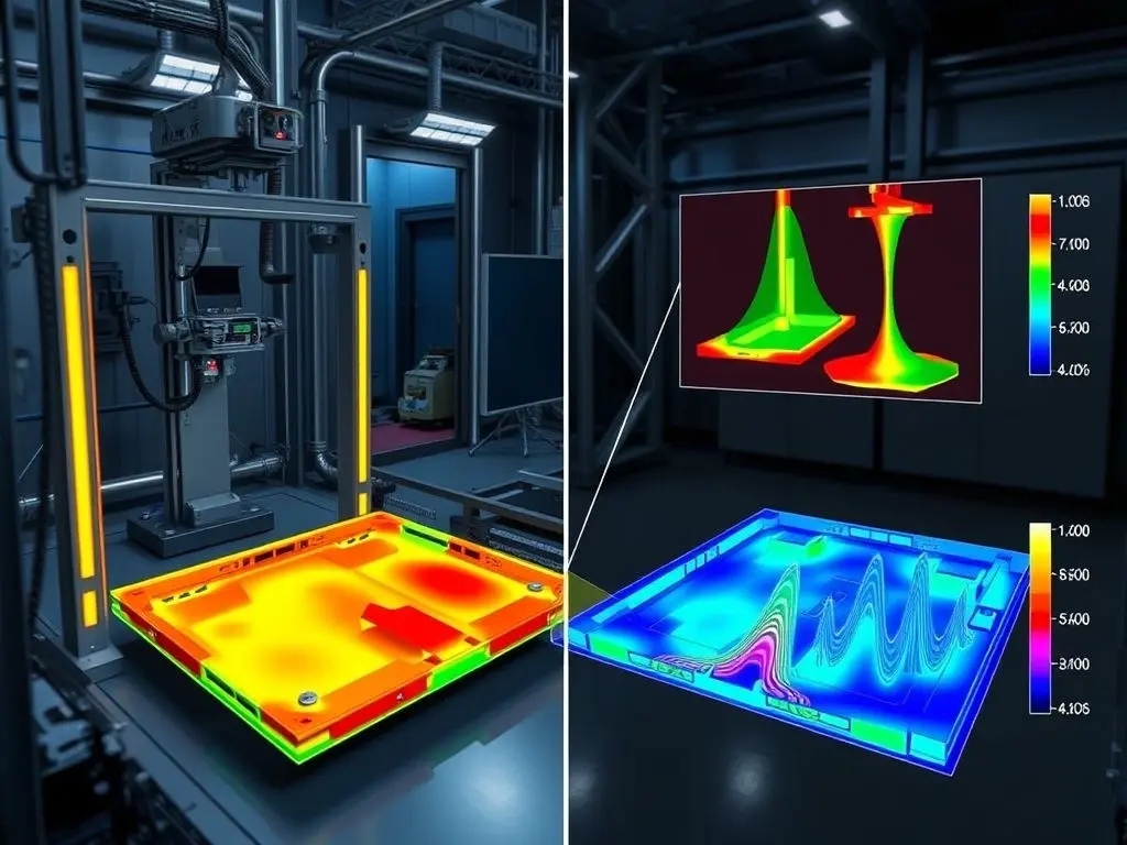 Digital twin FEA simulation of EV sheet metal floor frame compared with real-world testing.