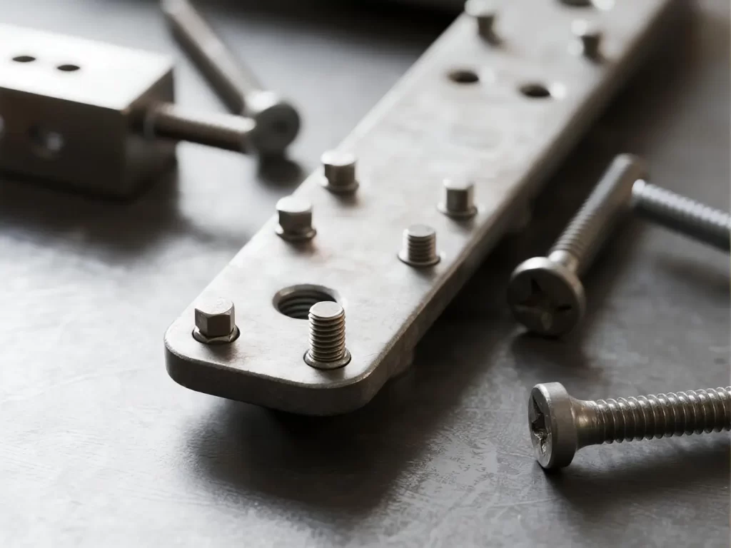 Mechanical fasteners including rivets and screws in metal parts assembly