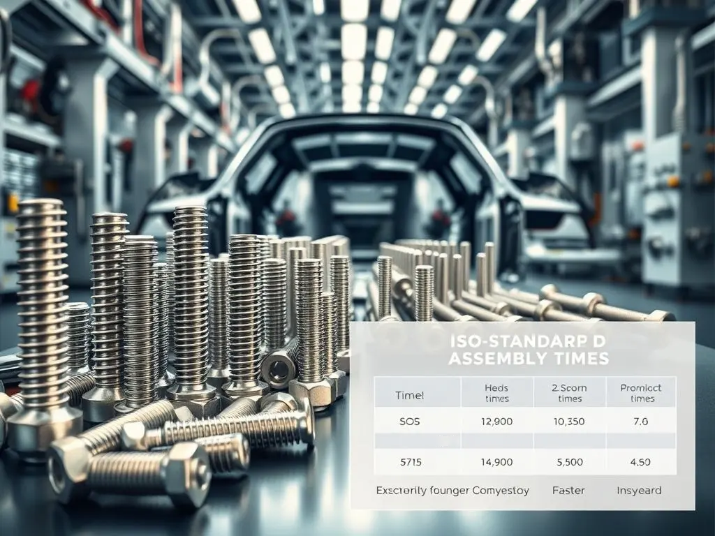 Illustration of standardized ISO bolts improving assembly reliability in sheet metal fabrication.