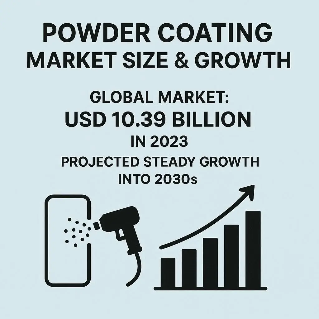 Chart showing global powder coatings market size and projected growth.