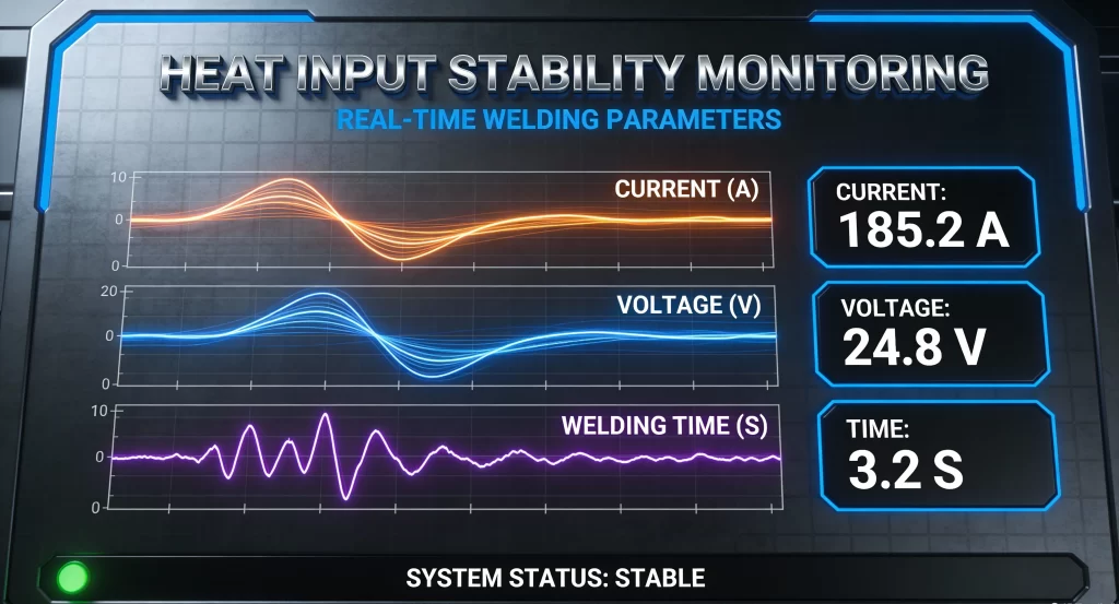 Real-time heat input stability monitoring dashboard