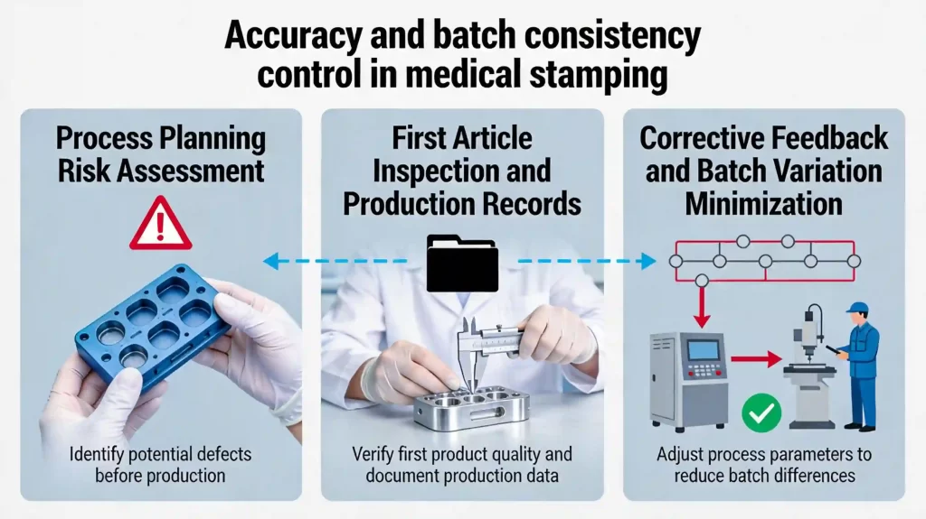 Accuracy and batch consistencycontrol in medical stamping