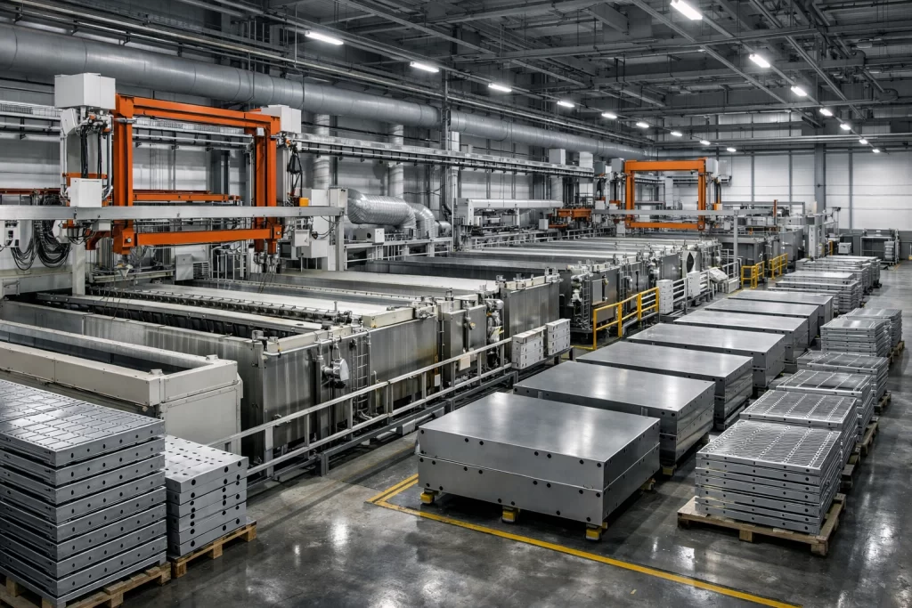 Automated phosphating pretreatment line for sheet metal parts in a modern fabrication factory