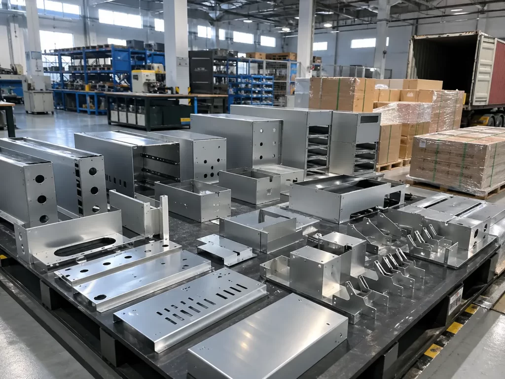 Finished custom sheet metal parts prepared for inspection and delivery