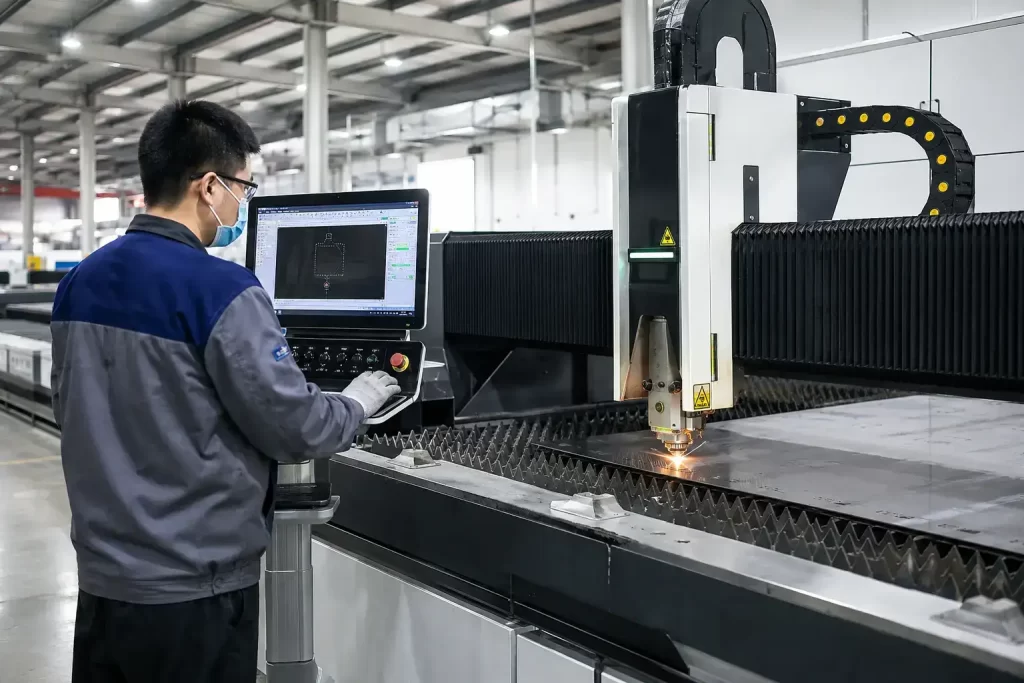 Laser cutting processing site for food-grade stainless steel baking trays