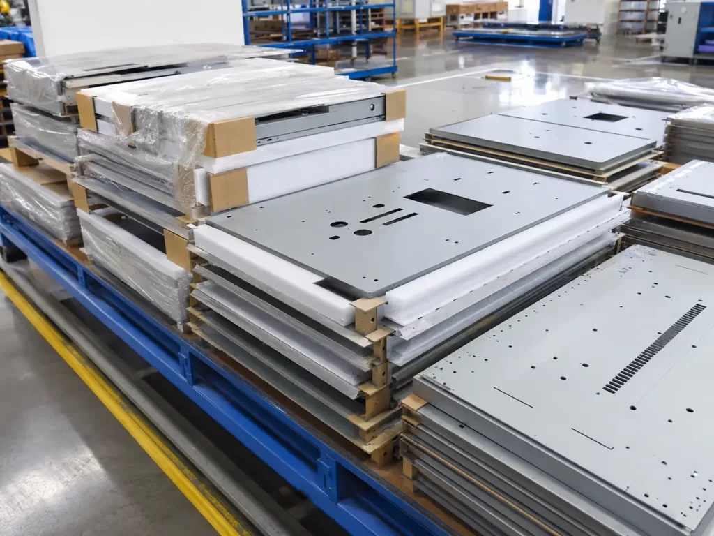 Quality inspection, packaging, and delivery scenario for batch CNC sheet metal punching parts