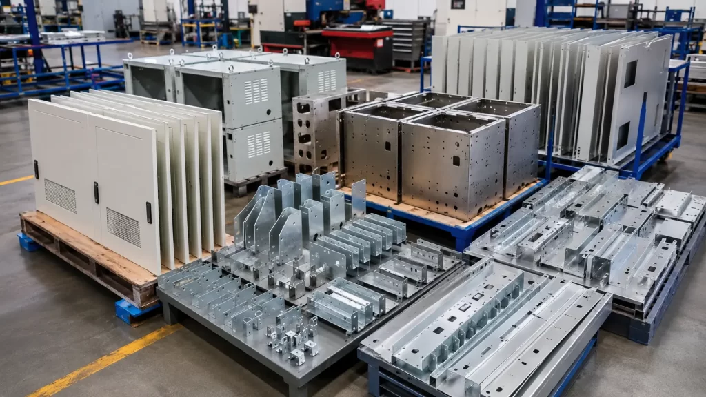 Batch display of multiple types of sheet metal bending finished products