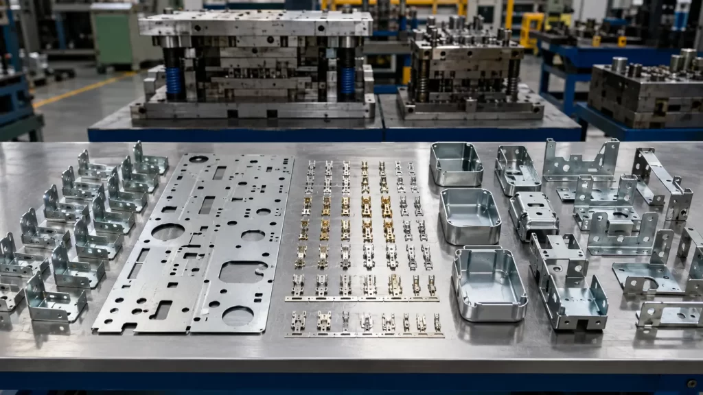 Comparison of high-precision metal stamping samples from different process plans