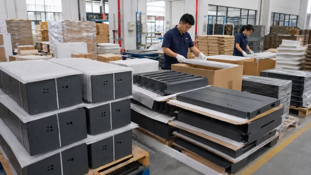 Protective packaging and delivery of OEM powder coated sheet metal parts