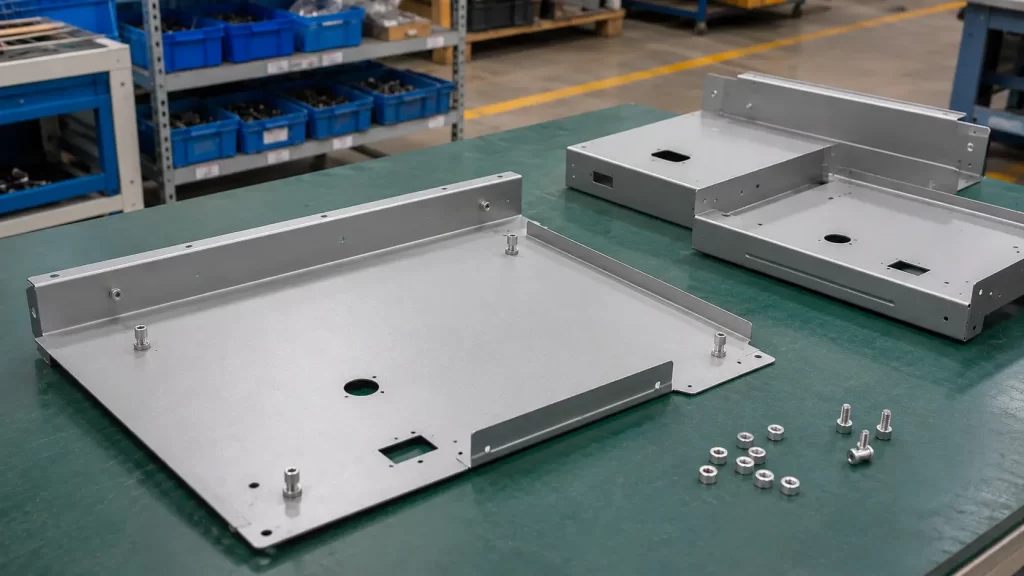 Confirmation of metal panel bending, riveting, and assembly structure