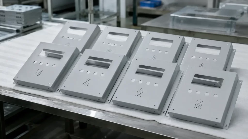 Display of customized finished products of metal panel through CNC stamping