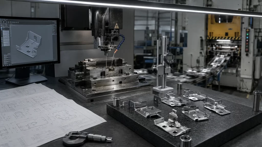 Four-step manufacturing process of precision stamping brackets from design to production